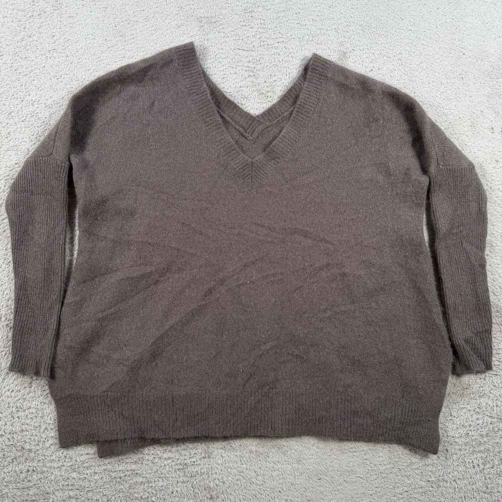 Subtle Luxury Sweater Womens XS/S Brown 100% Cashmere V-Neck Soft Pullover